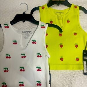 Love Tree White and Yellow Fruit Embroidered Tops